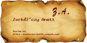 Zorkóczy Anett névjegykártya